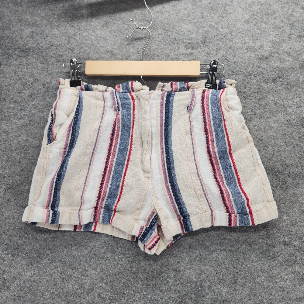 Altar'd State Shorts Womens Small Paperbag Beige Striped Lined Anthropologie